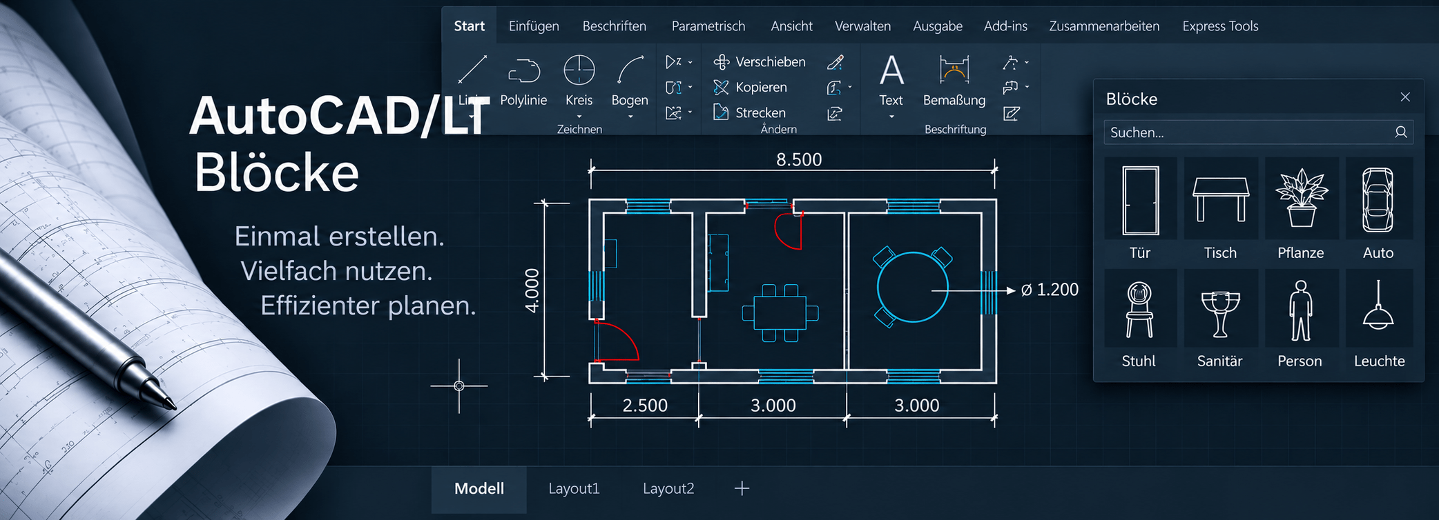 e-Learning | Autodesk AutoCAD/LT | Blöcke | Komplett überarbeitet