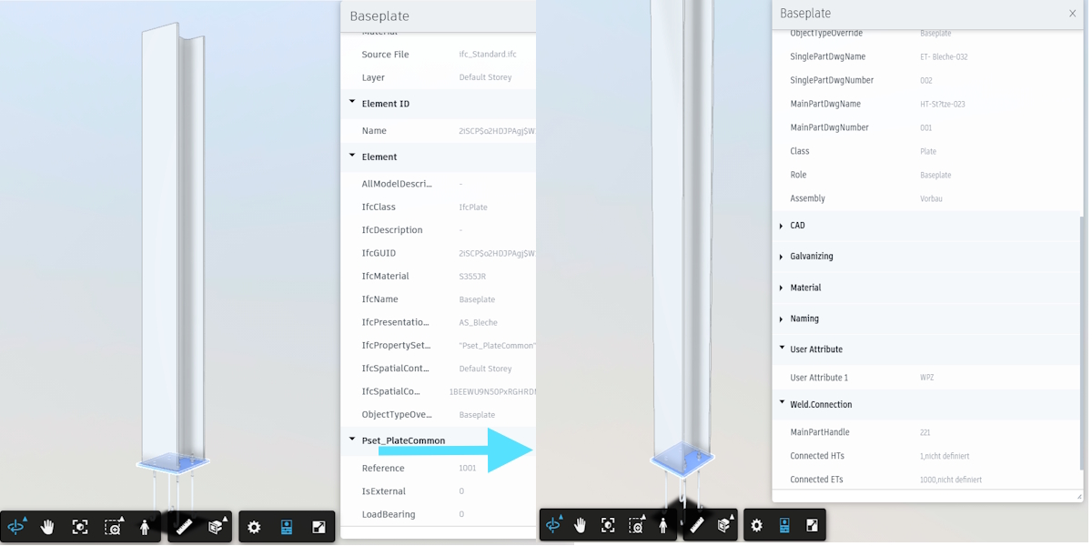 MuM Praxispaket Stahlbau, Vergleich IFC
